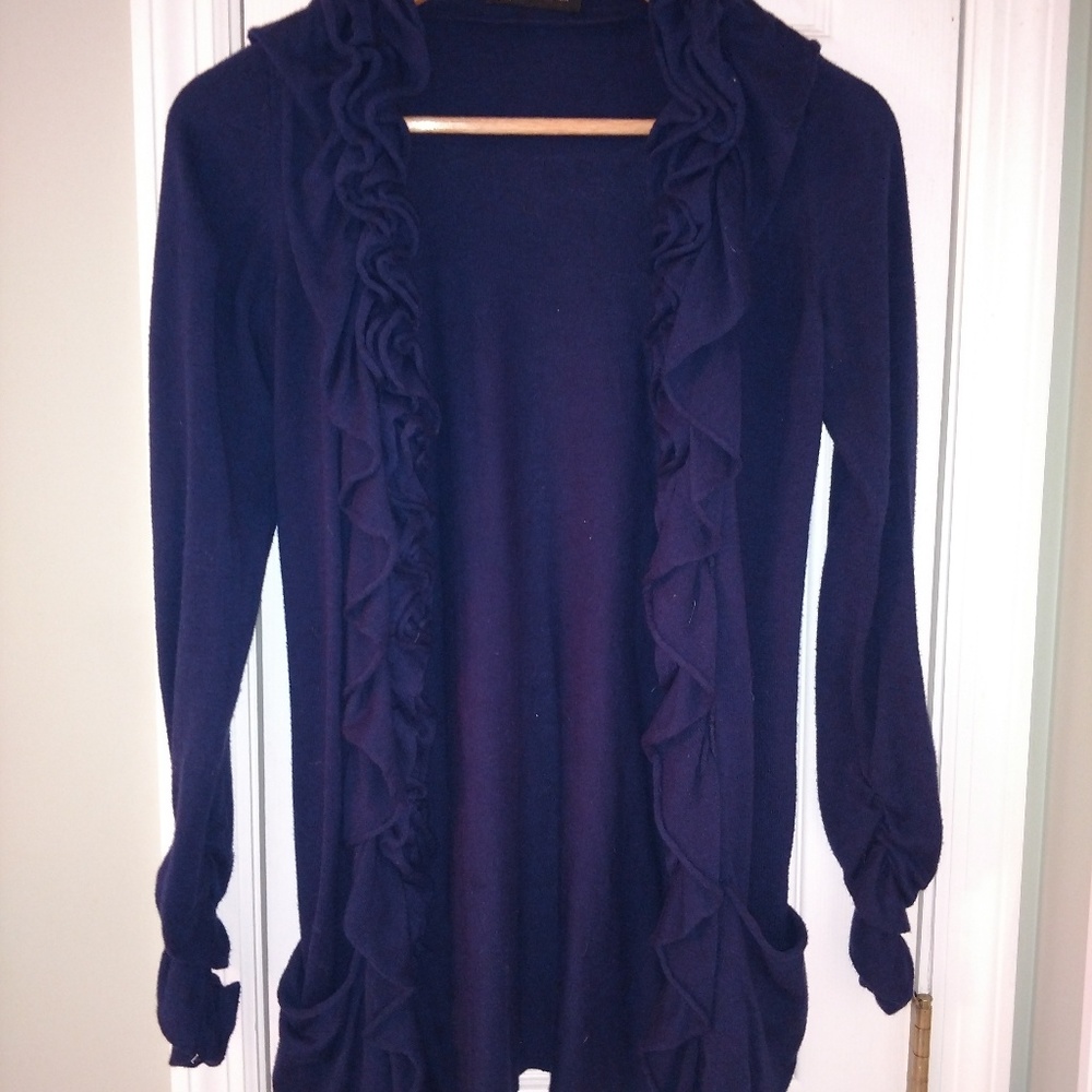 Navy blue ruffle sweater